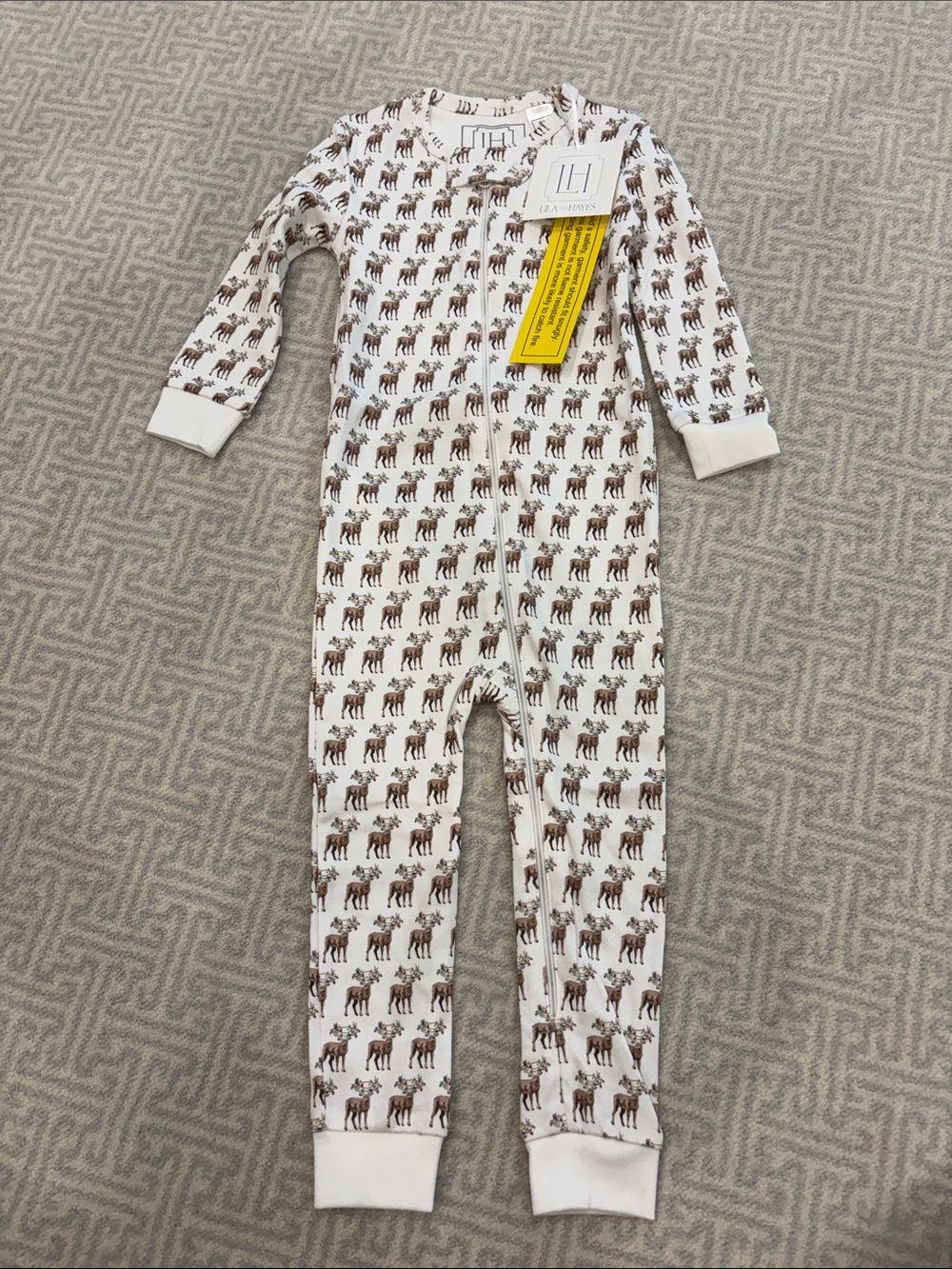 NWT Lila and Hayes One-Piece Zippered Christmas Reindeer Pajamas